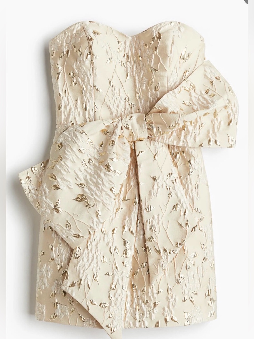 SOLD OUT H&M Strapless Cream Jacquard Weave Bow Front Dress